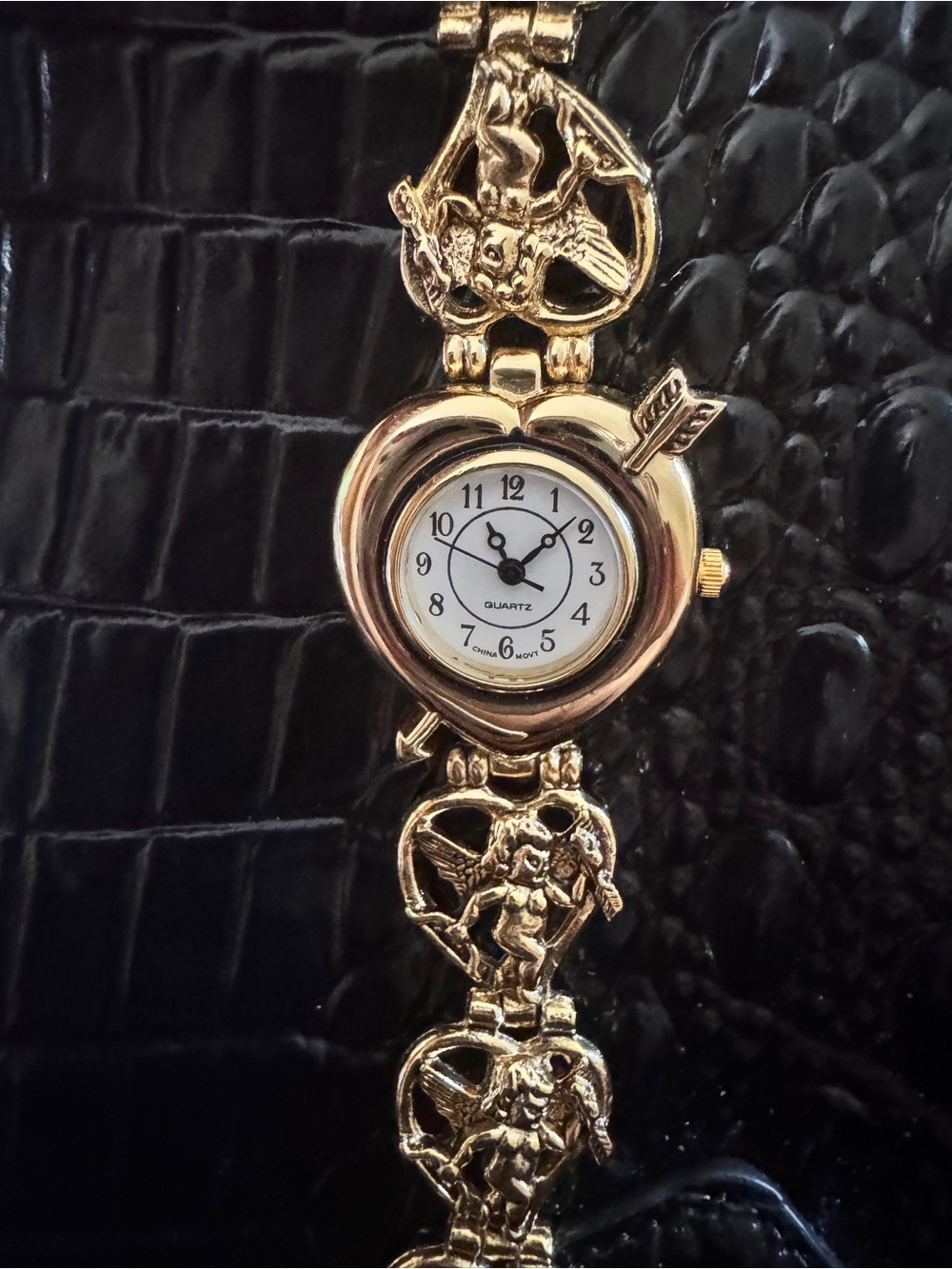 Gold Heart Cherub Bracelet Watch - Women's Accessories
